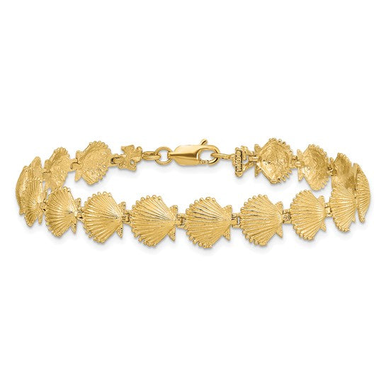 14K Yellow Gold Sea Shell Scallop Bracelet