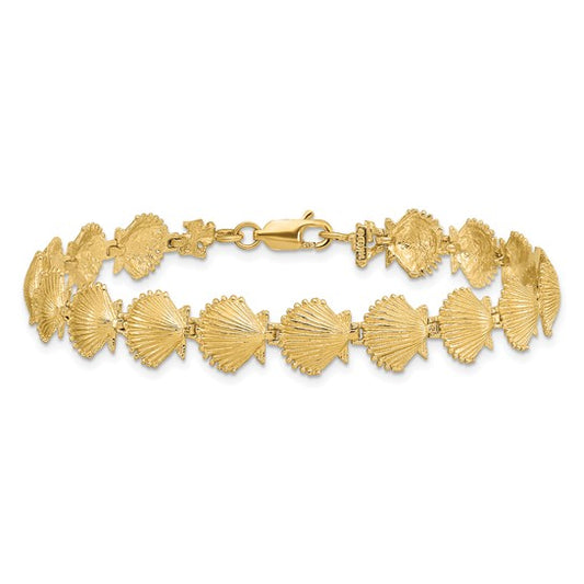 14K Yellow Gold Sea Shell Scallop Bracelet