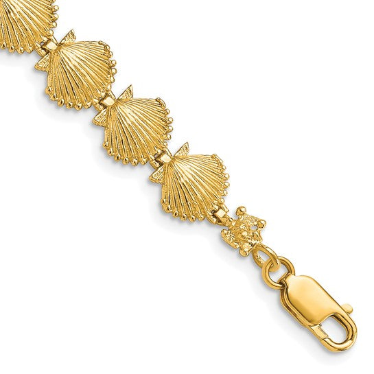 14K Yellow Gold Sea Shell Scallop Bracelet