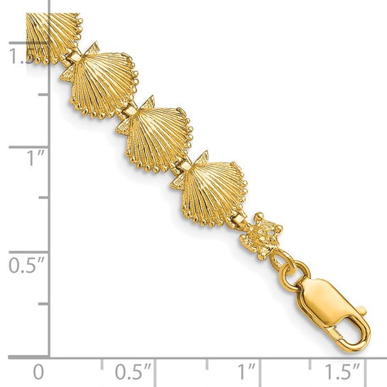 14K Yellow Gold Sea Shell Scallop Bracelet