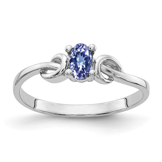 14K White Gold .25 Oval Cut Natural Tanzanite Ring