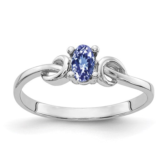 14K White Gold .25 Oval Cut Natural Tanzanite Ring