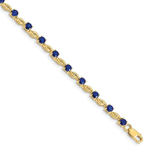 14K Yellow Gold White Gold Round Natural Sapphire Bracelet