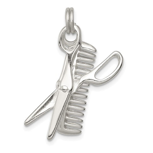 Sterling Silver Hairdresser Barber Comb & Scissors Pendant