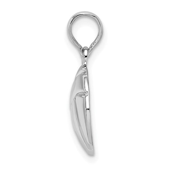 Sterling Silver White Gold Plated Volleyball Pendant