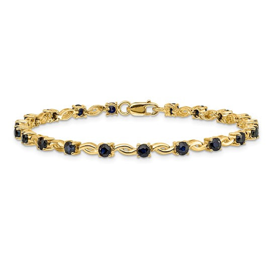 14K Yellow Gold White Gold Round Natural Sapphire Bracelet
