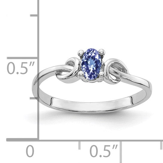 14K White Gold .25 Oval Cut Natural Tanzanite Ring