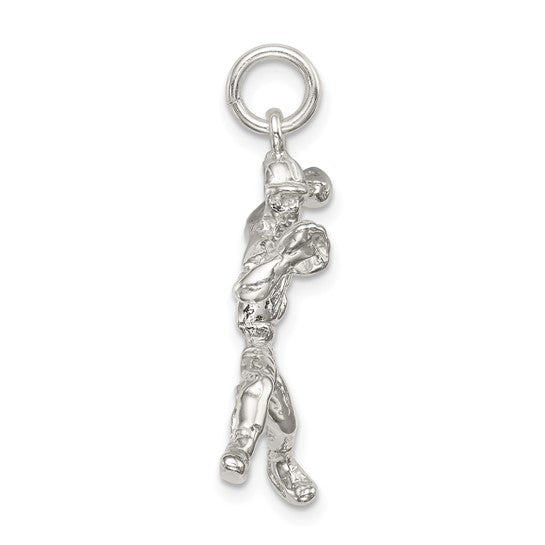 Sterling Silver Baseball Player Pitcher Pendant