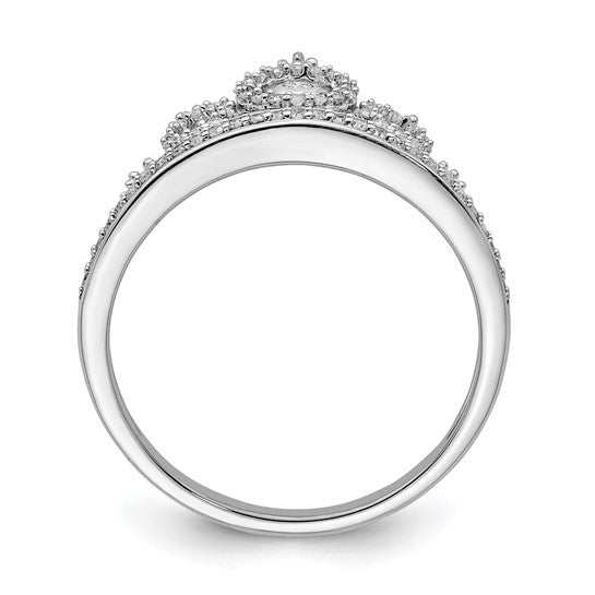 White Gold Filled Sterling Silver Crown Diamond Ring 1/3ct.