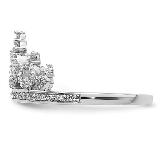 White Gold Filled Sterling Silver Crown Diamond Ring 1/3ct.