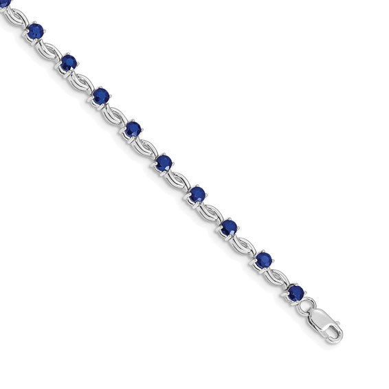 14K Yellow Gold White Gold Round Natural Sapphire Bracelet