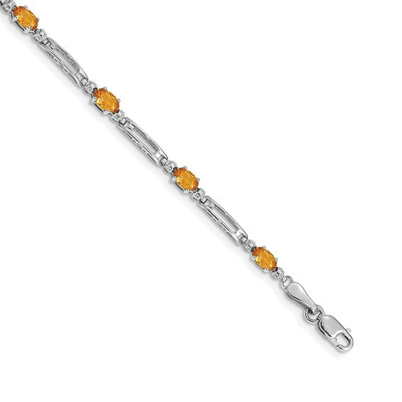 14K/10K Yellow/White Gold Natural Citrine & Diamond Fancy Link Bracelet