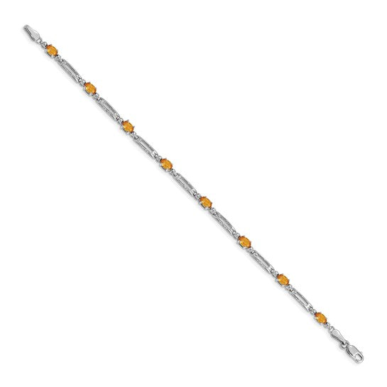 14K/10K Yellow/White Gold Natural Citrine & Diamond Fancy Link Bracelet