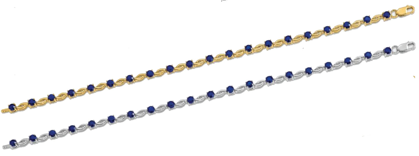 14K Yellow Gold White Gold Round Natural Sapphire Bracelet