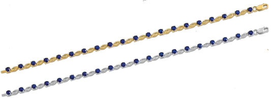 14K Yellow Gold White Gold Round Natural Sapphire Bracelet