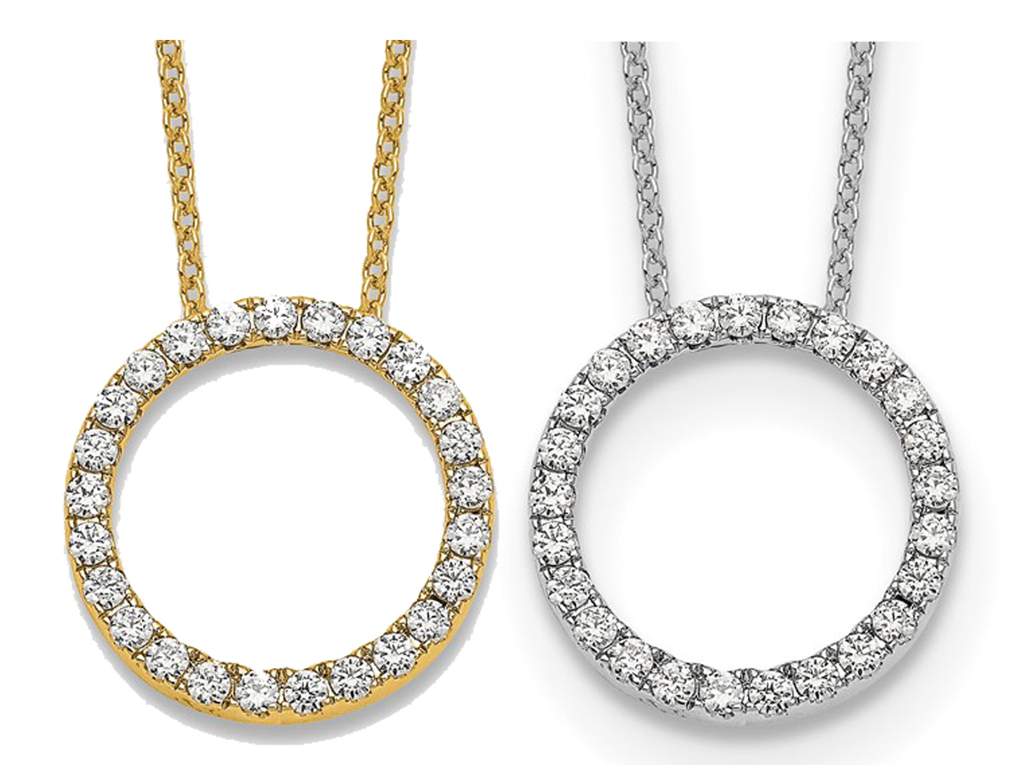 10K/14K White/Yellow Gold Diamond Circle 1/2 Carat Necklace