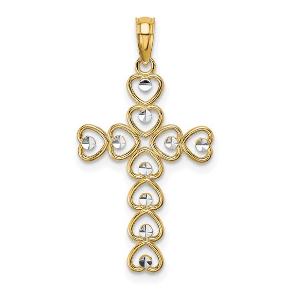 Latin Heart Cross Pendant 10K Gold