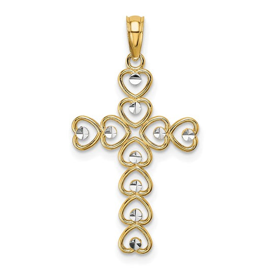 Latin Heart Cross Pendant 10K Gold
