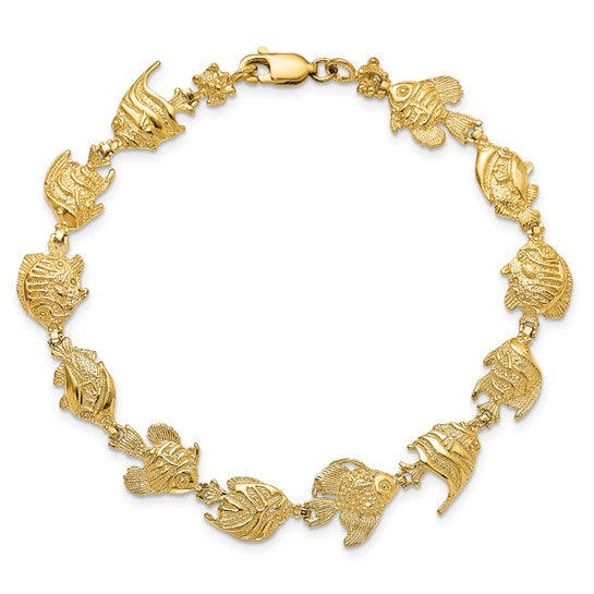14K Yellow Gold Seas Life Tropical Fish Bracelet
