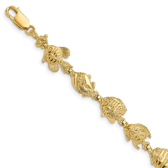 14K Yellow Gold Seas Life Tropical Fish Bracelet