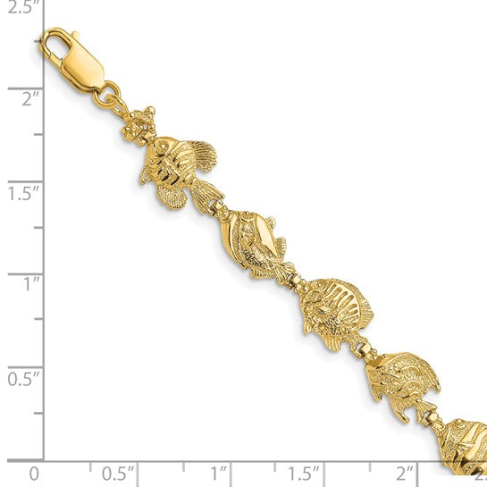 14K Yellow Gold Seas Life Tropical Fish Bracelet