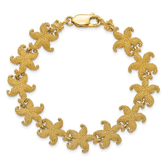 14K Yellow Gold Puffed Star Fish Bracelet