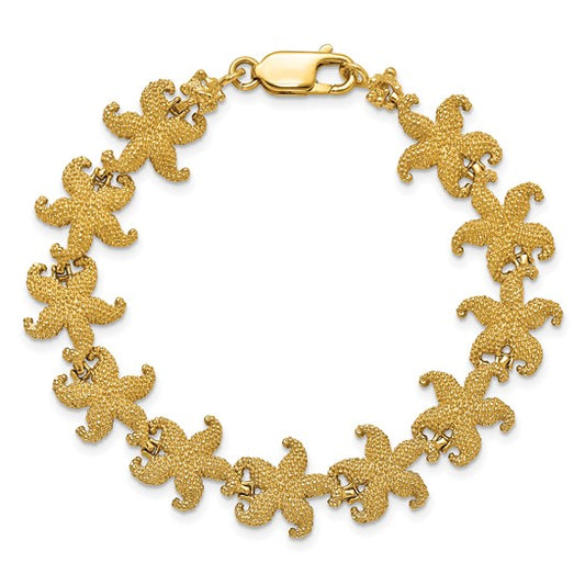 14K Yellow Gold Puffed Star Fish Bracelet