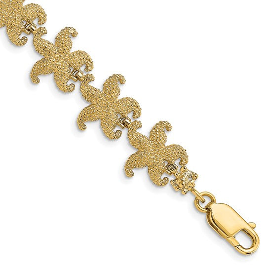 14K Yellow Gold Puffed Star Fish Bracelet