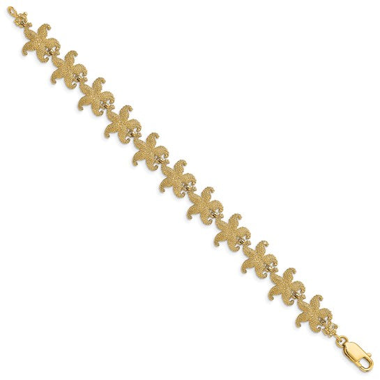 14K Yellow Gold Puffed Star Fish Bracelet