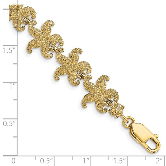 14K Yellow Gold Puffed Star Fish Bracelet