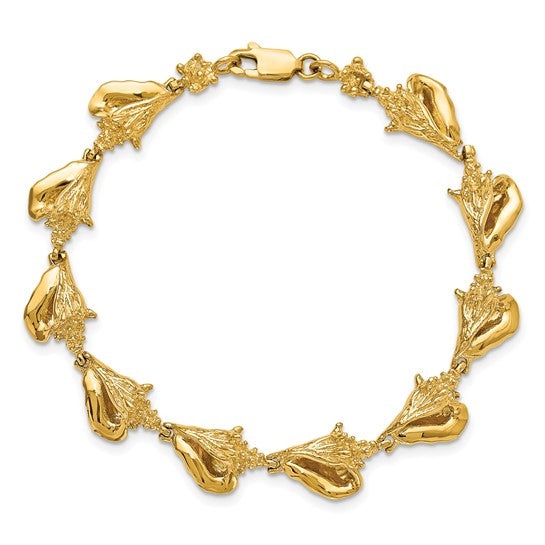 14K Yellow Gold 3D Conch Shell Bracelet