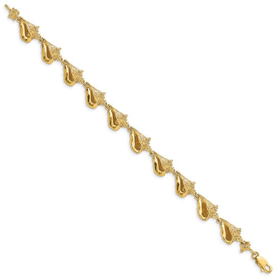 14K Yellow Gold 3D Conch Shell Bracelet