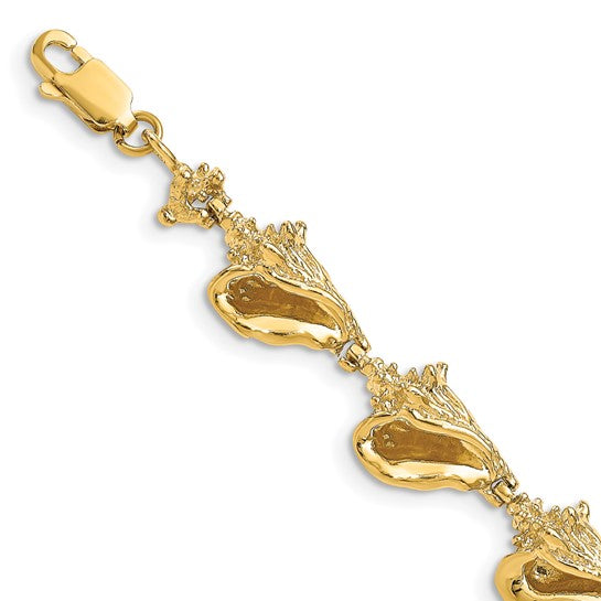 14K Yellow Gold 3D Conch Shell Bracelet