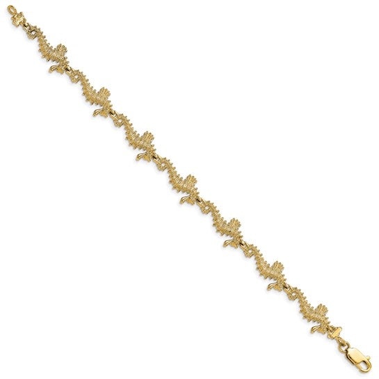 14K Yellow Gold 3D Sea Horse Bracelet