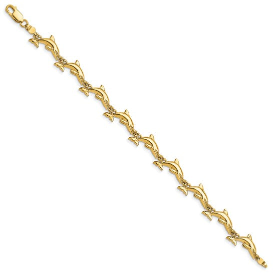 14K Yellow Gold Dolphin Bracelet