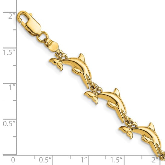 14K Yellow Gold Dolphin Bracelet