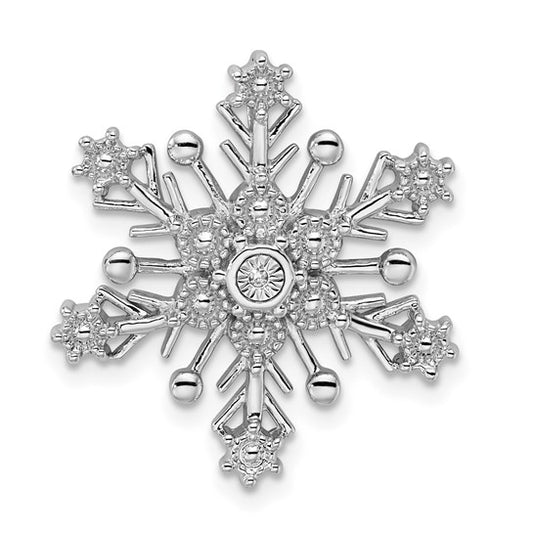 White Gold Filled Sterling Silver Snowflake Diamond Chain Slide