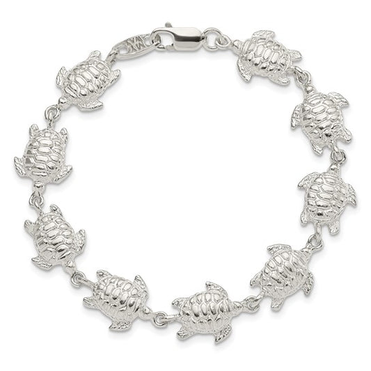 Sterling Silver Large Sea Turtle Bracelet