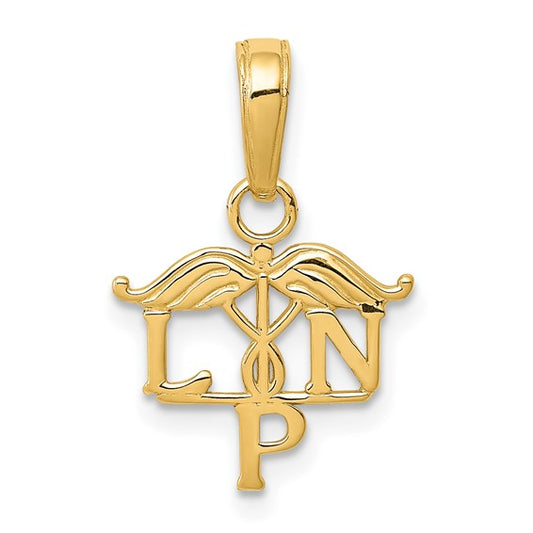 10K Yellow Gold LPN Nurse Pendant