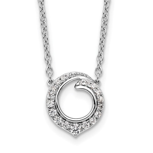 14K White Gold Fancy Circle Diamond Necklace