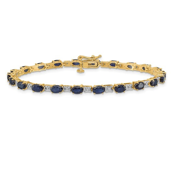 14K Yellow Gold White Gold Natural Sapphire & Diamond Elegant Bracelet