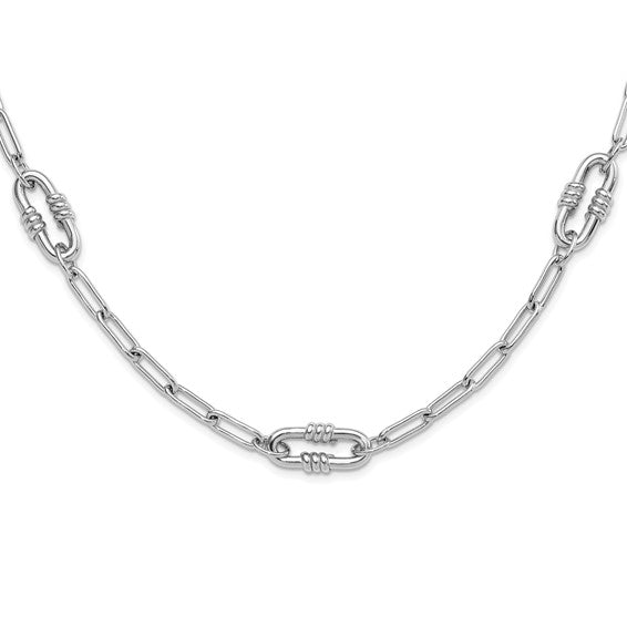 White Gold Filled Sterling Silver Large Big Clip Paperclip Necklace