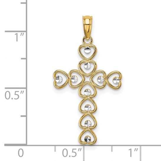 Latin Heart Cross Pendant 10K Gold