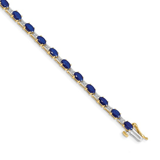 14K Yellow Gold White Gold Natural Sapphire & Diamond Elegant Bracelet