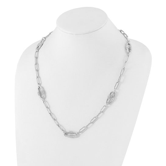 White Gold Filled Sterling Silver Large Big Clip Paperclip Necklace
