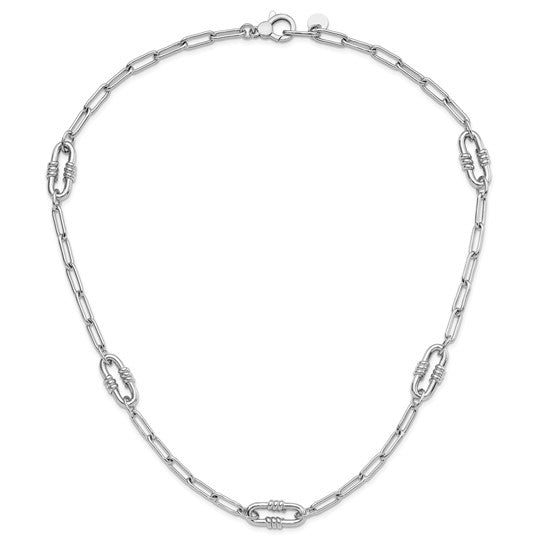 White Gold Filled Sterling Silver Large Big Clip Paperclip Necklace