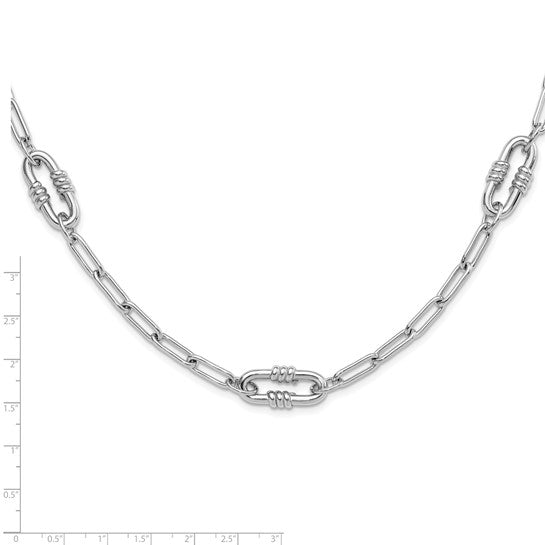 White Gold Filled Sterling Silver Large Big Clip Paperclip Necklace