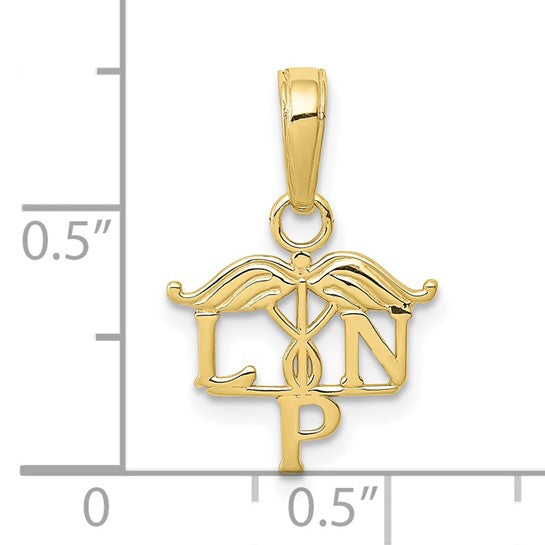10K Yellow Gold LPN Nurse Pendant