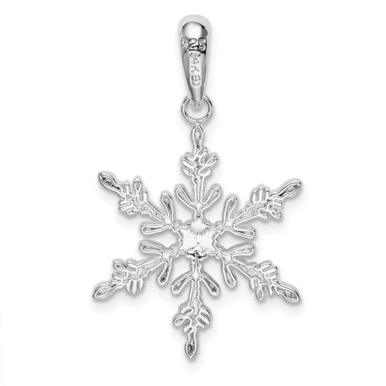 White Gold Filled Sterling Silver Two Tone Snowflake Pendant