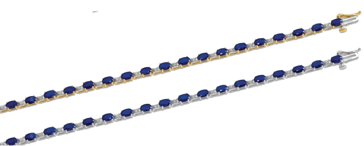 14K Yellow Gold White Gold Natural Sapphire & Diamond Elegant Bracelet